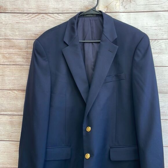 LAUREN RALPH LAUREN 100% WOOL BLAZER IN NAVY BLUE - Picture 2 of 11